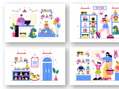 10 Toy Store Vector Illustration