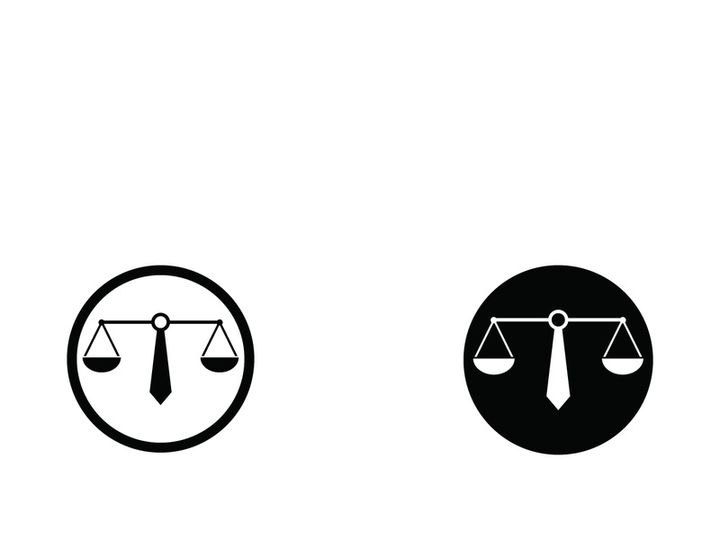 Law firm logo with scales.