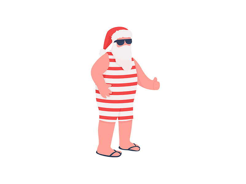 Summer Santa Claus flat color vector faceless character