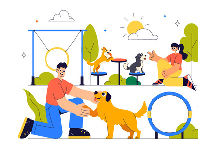 10 Dog Training Playground Illustration