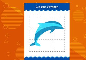 10 Pages Cut and arrange with a fish worksheet for kids. Educational game for children