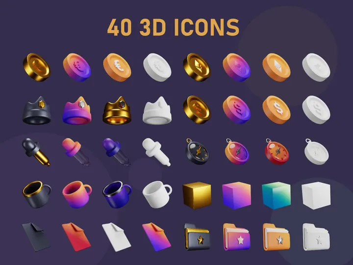 3D Interface rendering Icons