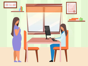 Woman visiting doctor flat vector illustration preview picture