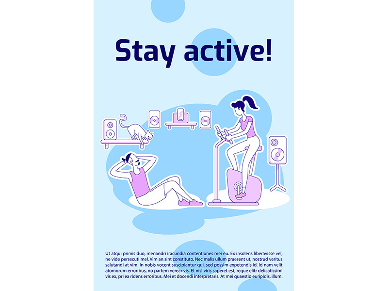 Stay active poster flat silhouette vector template