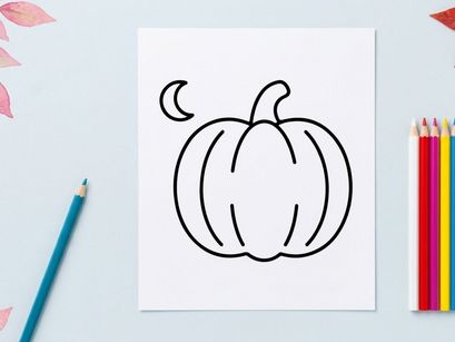 Ilustrasi gambar labu kartun tangan untuk panen musim gugur. Seni garis sederhana simbol labu mewakili perayaan Halloween dan Thanksgiving.