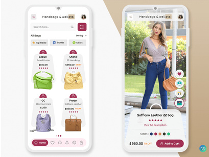 Buy Bags and Wallets Online Ecommerce Store Mobile App UI Kit