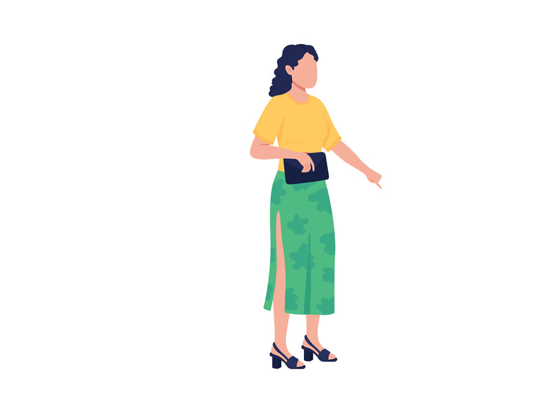 Summer outfit combination flat color vector faceless character