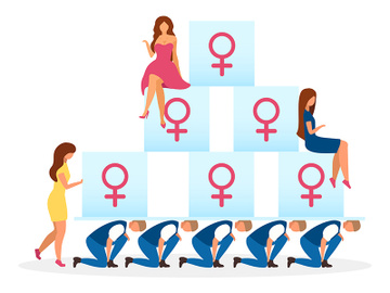Matriarchy political system metaphor flat vector illustration preview picture