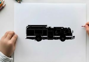Silhouette of a fire truck vehicle emergency response