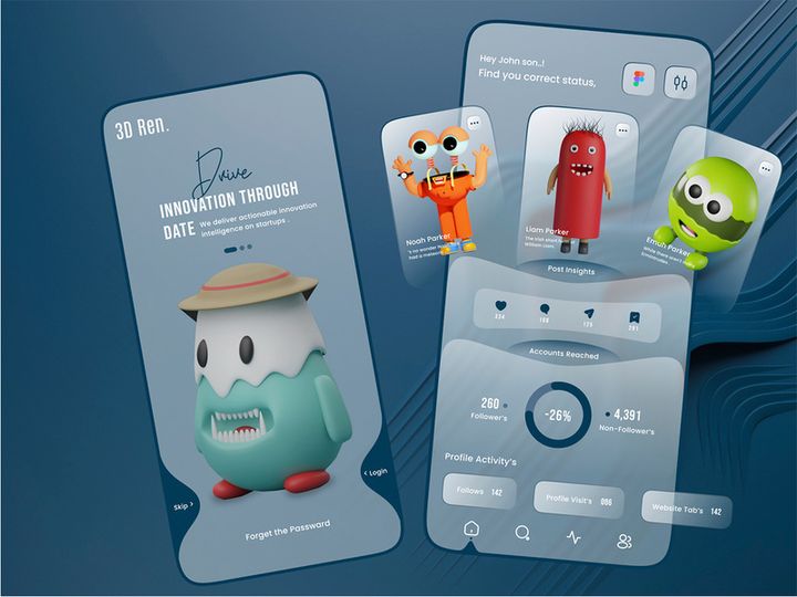 3D Render Post Insights UI Concept