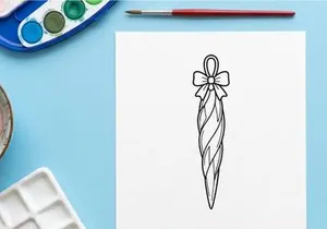 Hand-drawn Christmas bow tie with star ribbon for festive holiday celebrations and gifts