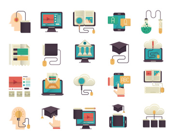 Online education icons set preview picture