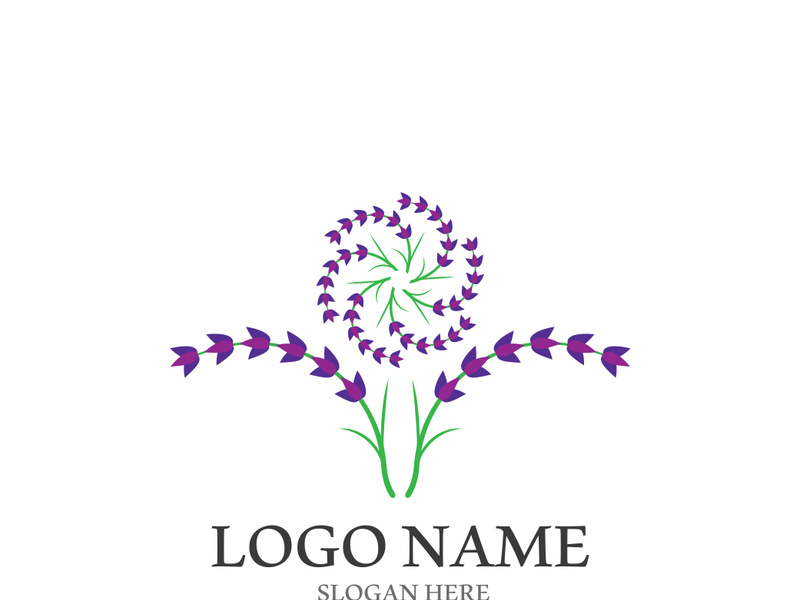 Fresh lavender flower logo vector flat design