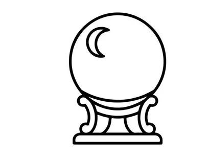 Magic crystal ball on ornate stand for fortune telling. Mystical glass sphere used in divination and spiritual rituals.