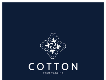 Soft natural organic cotton flower plant logo for cotton plantations, industries,business,textile,clothing and beauty,vector preview picture