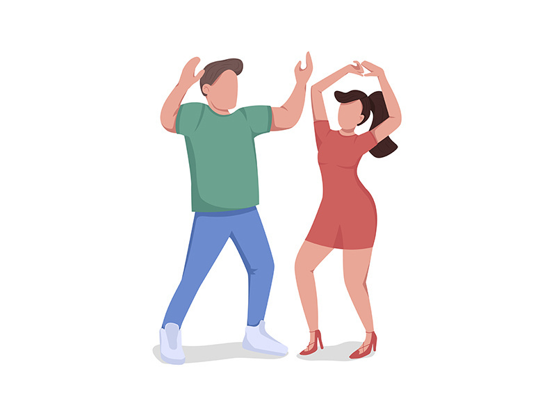 Friends dancing together semi flat color vector characters