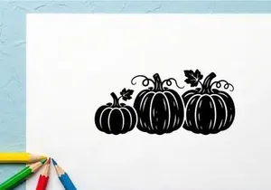 Stylized Halloween Pumpkin Illustration with Leaves and Vines