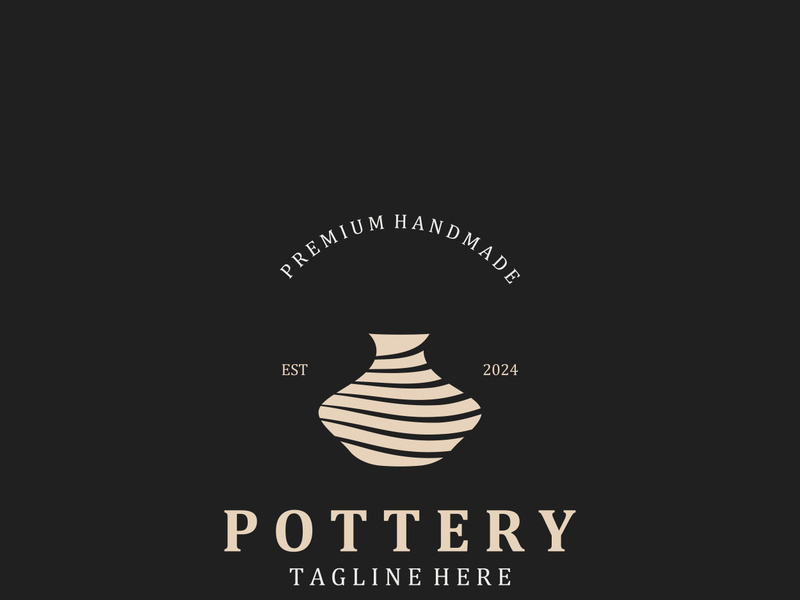 Pottery logo design handmade, creative traditional mug craft concept inspiration nature workshop