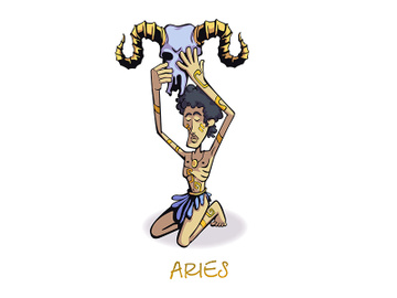 Aries zodiac sign man flat cartoon vector illustration preview picture