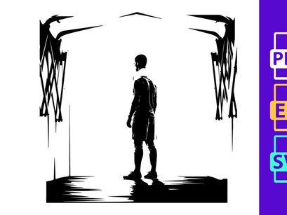 Silhouette of a man standing in a dark room with bright light