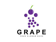 Grape Fruit Logo, Circle Style Fruit Design, Grape Farm Vector, Wine Drink, Nature Icon, Illustration Template