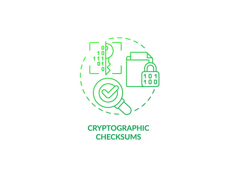 Cryptographic checksums green gradient concept icon