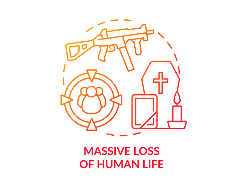 Massive loss of human life red gradient concept icon