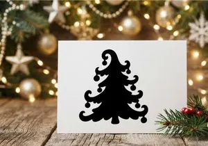 Silhouette Pohon Natal dengan Ranting Melengkung untuk Dekorasi Liburan