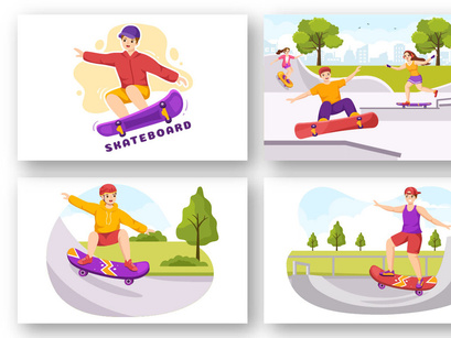 14 Skateboard Sport Illustration