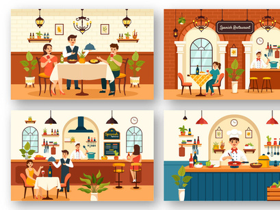 12 Spanish Restaurant Illustration