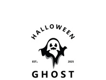 Halloween spooky ghost character in flat style isolated template design