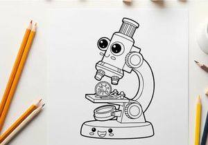 Cute cartoon microscope vector illustration flat design