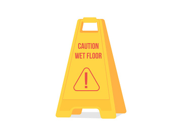 Caution wet floor sign semi flat color vector object preview picture