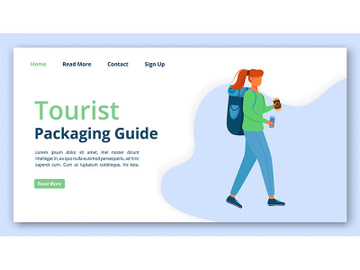 Tourist packing guide landing page vector template preview picture