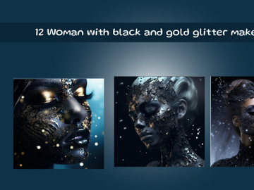 Woman with black and gold glitter makeup preview picture