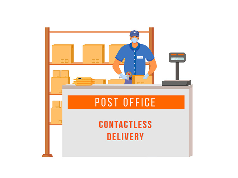Post office counter flat color vector faceless character