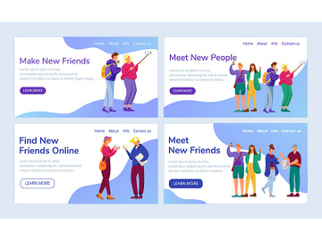 Teenager culture landing page vector template set preview picture