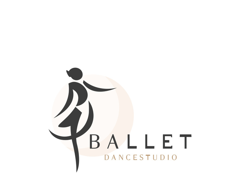 Ballet Dance studio logo design. Silhouette of a girl Dancing class abstract figure illustration