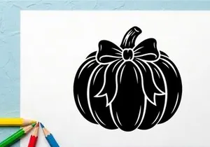 Stylized Halloween Pumpkin with Bow for Fall Decor and Celebrations