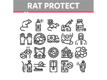 Rat Protect Collection Elements Icons Set Vector