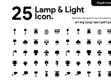 50 Lamps & Light Glyph Icon preview picture