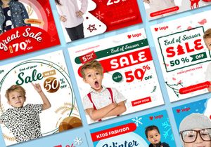 Kids Fashion Winter Sale Social Media Post template
