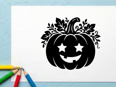 Black Halloween Pumpkin with Star Eyes and Smiling Face