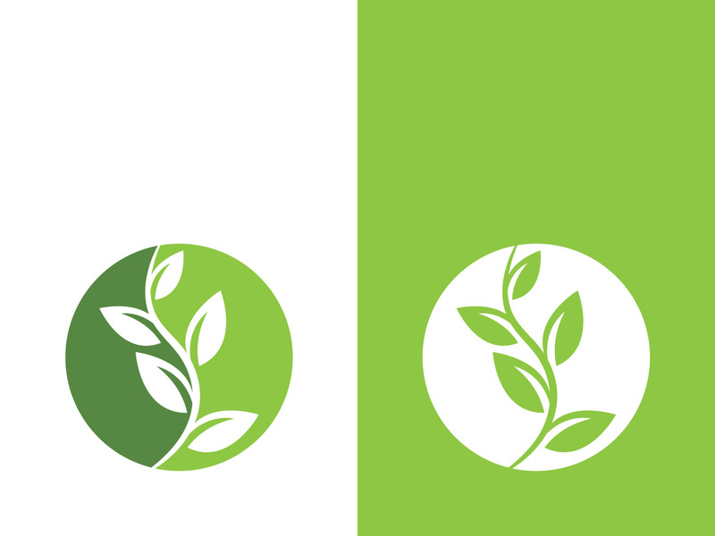 Logos of green tree leaf ecology nature element vector