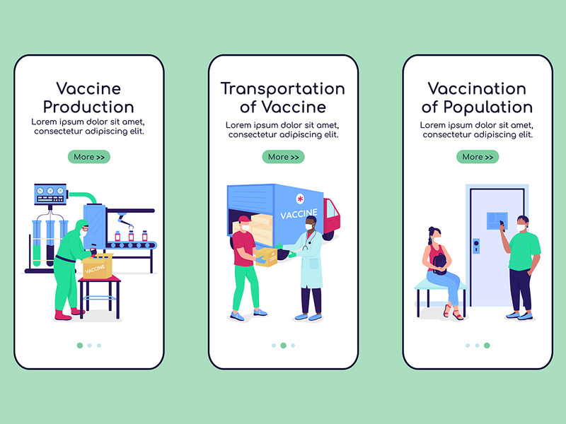 Vaccine manufacturing onboarding mobile app screen template