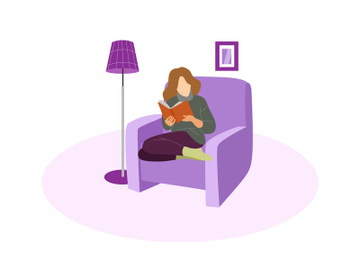 A girl reading book on the chair preview picture