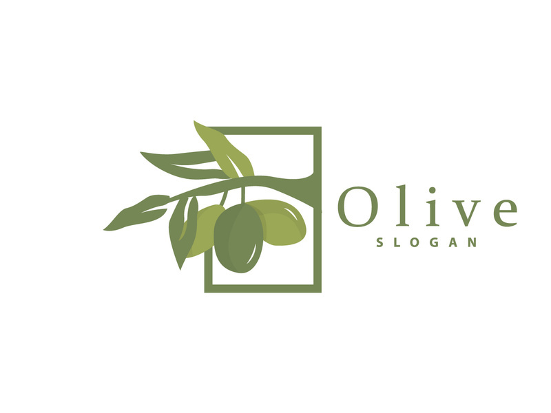 Olive Oil Logo, Olive Leaf Plant Herbal Garden Vector