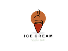 Ice Cream Logo Design, Fresh Sweet Soft Cold Food Illustration, Children's Favorite Vector, Product Brand