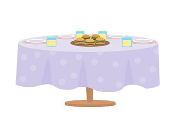Table served for party semi flat color vector object preview picture