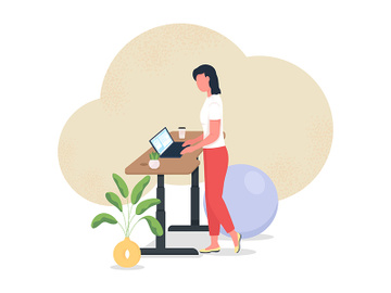 Work at standing desk 2D vector web banner, poster preview picture